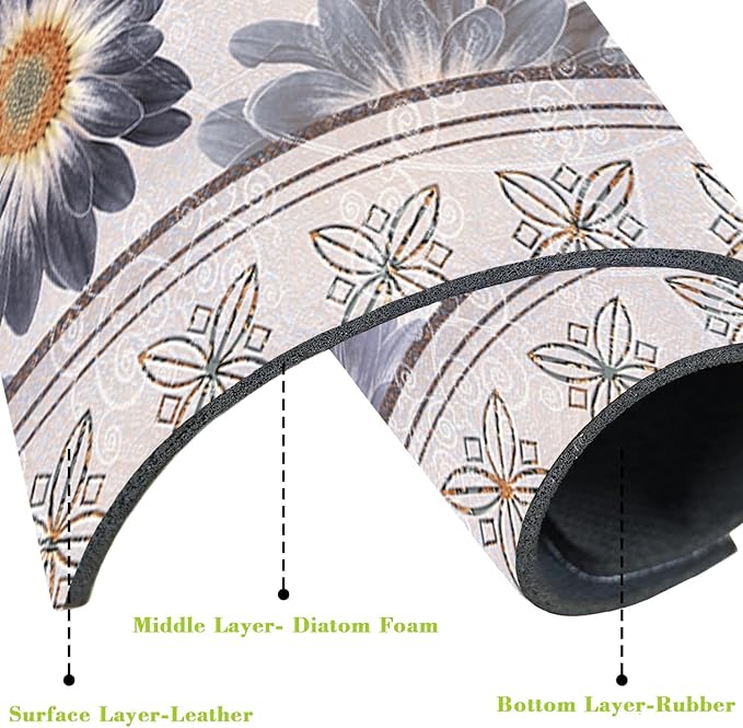 Sink Faucet Absorbing Mat Vintage Embroidery Flowers Sink Splash Guard Drying - Image 3