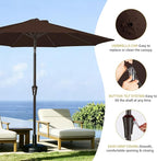 MEWAY 9ft Patio Umbrella Outdoor Table Umbrellas with Push Button Tilt and Crank, Market Umbrella 8 Sturdy Ribs for Deck, Garden, Pool and Backyard, Brown - Image 6