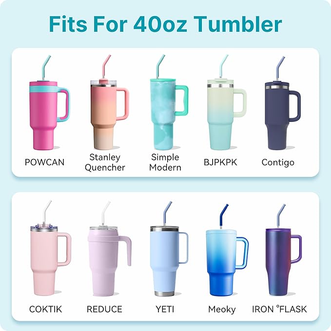 40 oz Straight Metal Straws for 40 oz Stanley Tumbler, Straw for Glass Cups - Image 5