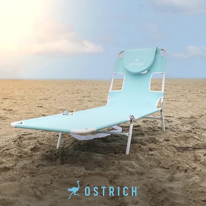 Ostrich 72 by 22 Inch Versatile Chaise Lounge Portable Reclining Lounger, Outdoor Patio, Beach, Lawn, Camping, or Pool Tanning Chair, Aqua - Image 2