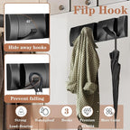 Folding Coat Hooks, Wall Mounted Coat Rack - Image 3