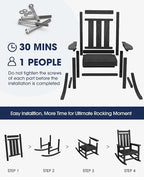 KINGYES Oversized Outdoor Rocking Chair Set of 2, All-Weather Patio Rocking Chairs for Porch, HDPE Outdoor Patio Rockers with High Back & Wide Seat for Garden, Lawn, Black - Image 5