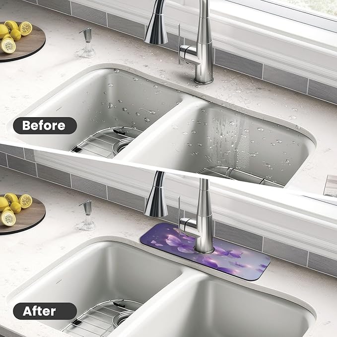Purple Butterfly Kitchen sink faucet pad, strong water absorption, anti slip - Image 4
