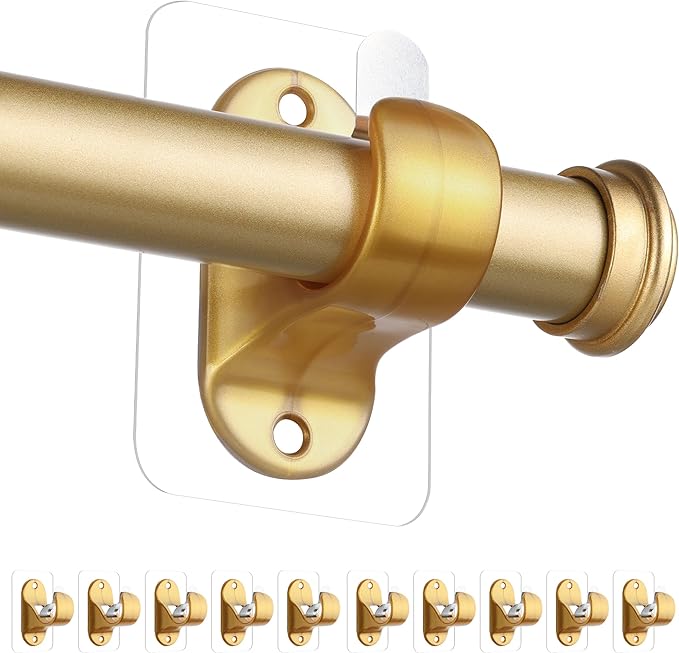 ANDGOO 10 Pack No Drill Curtain Rod Holders, Self Adhesive Curtain Rod Brackets by ANDGOO