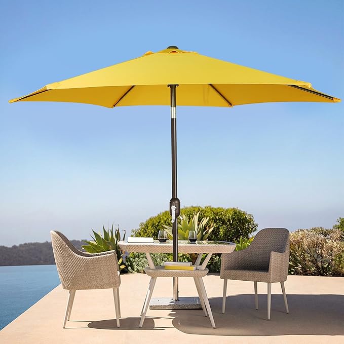 Blissun 7.5 ft Patio Umbrella, Yard Umbrella, Outdoor Market Umbrella with Push Button Tilt Crank, Yellow - Image 7