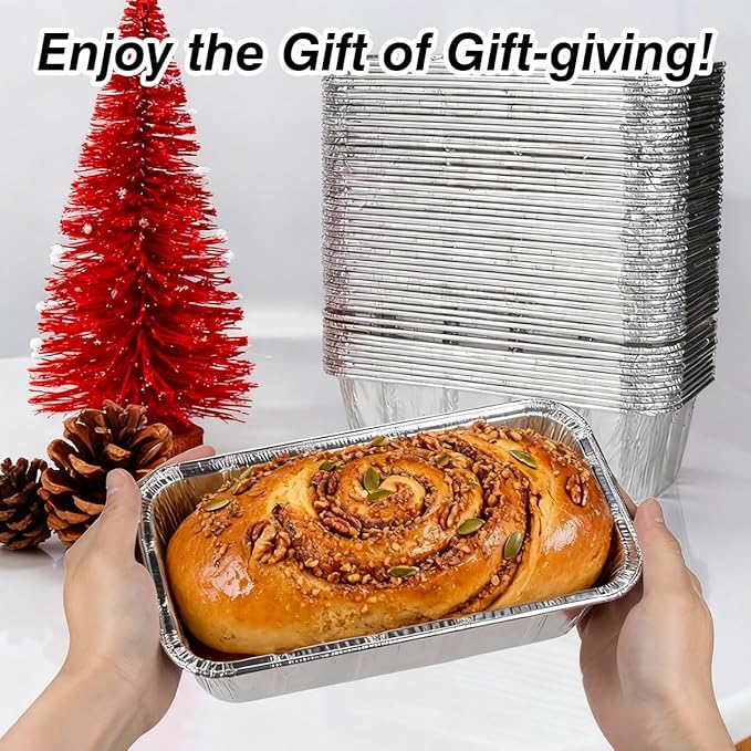 50 Pack 2Lb Loaf Pans, 8.5" X 4.5" X 2.6" Foil Heavy Duty Disposable Aluminum - Image 4