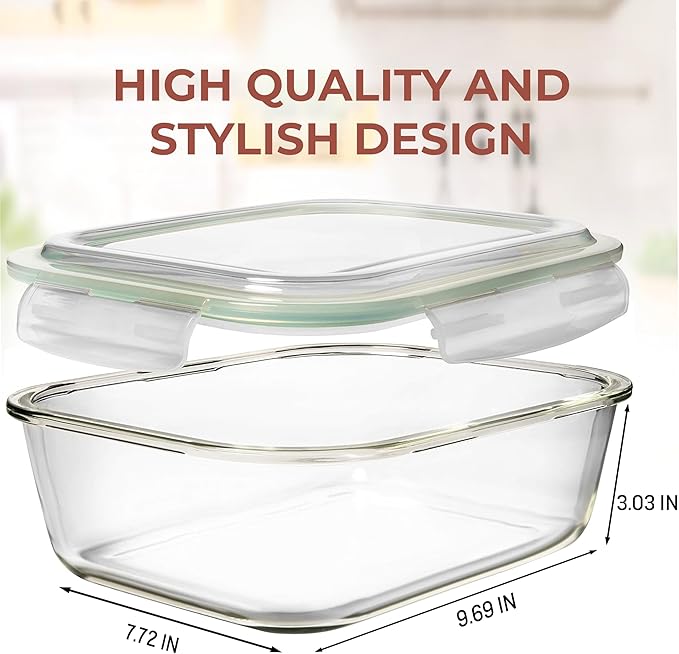 Razab 10 Cups/ 80 Oz 4 Pc Glass Food Storage Containers - Image 2