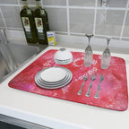 Valentines Day Dish Drying Mat for Kitchen Counter Red Heart Flower Decor - Image 7