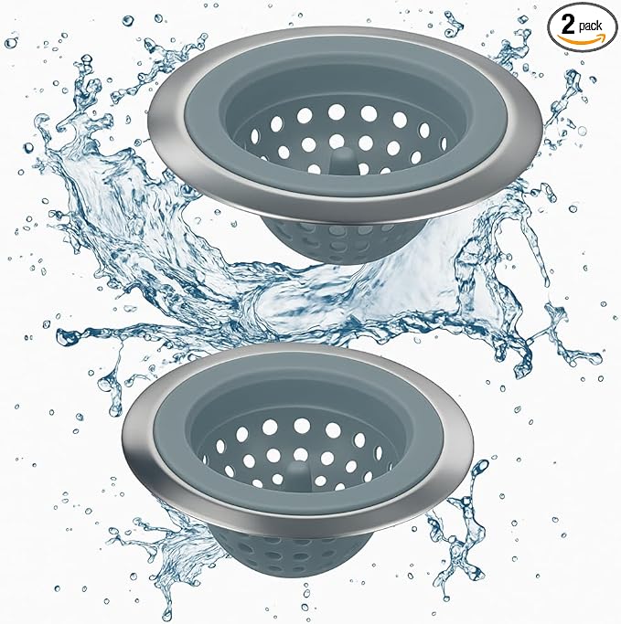 Kitchen Set of 2 Sink Strainers, Flexible Silicone Good Grip Kitchen Sink by PROFECTUS