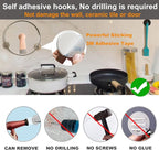 Silver Adhesive Hooks for Wall No Damage Heavy-Duty 15lb 8 Packs, Sticky - Image 3