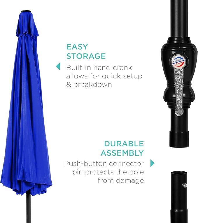 Best Choice Products 10ft Outdoor Table Compatible Steel Polyester Market Patio Umbrella w/Crank and Easy Push Button Tilt - Image 6