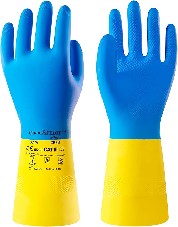 Neoprene and Rubber Blend Heavy-Duty Chemical Gloves, Protective industrial by antools