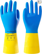 2 Pairs Neoprene and Rubber Blend Heavy-Duty Chemical Gloves, Protective by antools