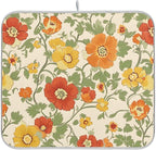 Retro Yellow Orange Flowers Dish Drying Mat - Image 8