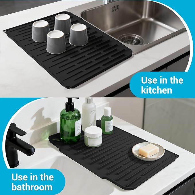 Silicone Dish Drying Mat for Kitchen Counter, Foldable & Heat Resistant Drying - Image 7