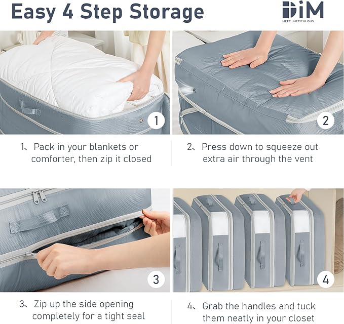 DIMJ Comforter Storage Bag - 100L Large Capacity Blanket Storage Compression - Image 6