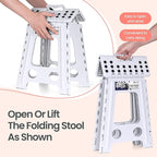 Delxo 16 Inch Folding Step Stool, White Step Stools for Kids Foldable,Portable Collapsible Step Stool with Handle, Folding Stool for Kitchen Bathroom,Bedroom,Garden - Image 5