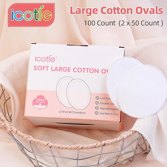 Oval Cotton Pads Ultra-Soft Cotton Ovals 100% Cotton Spunlace Purely Physical - Image 5