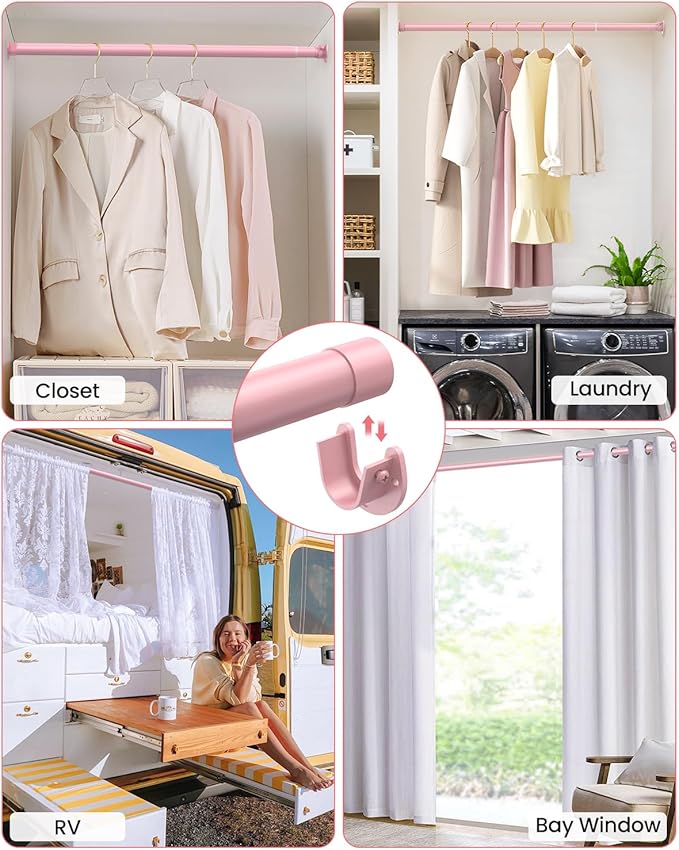 Closet Rods for Hanging Clothes, 17 to 69 Inches Stepless Adjustable Metal - Image 6