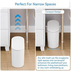 Yieach White 3.17 Gallon Slim Small Bathroom Trash Can - Image 4