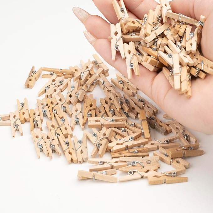 Wooden Clothes Pins, Natural Wood, 50 Pack, 1 Inch, Mini Wooden Rust Resistant - Image 6