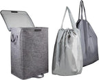 Foldable Laundry Hamper with 2 Removable Drawstring Bags, Portable Laundry by KANCNT