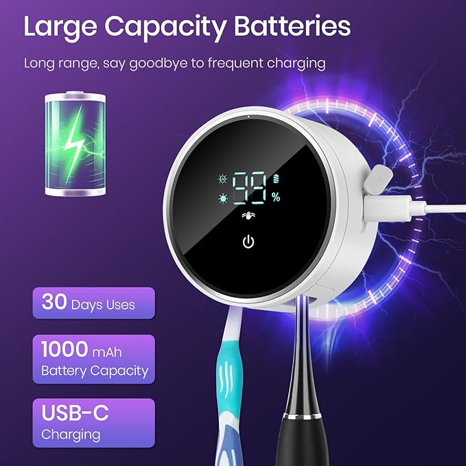 Wall Mounted Toothbrush Holder & Toothbrush Cleaner, Electric Toothbrush Holder - Image 4