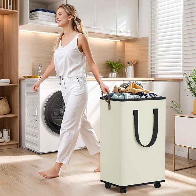Laundry Basket with Wheels, Collapsible Laundry Baskets, Laundry Hamper with - Image 6