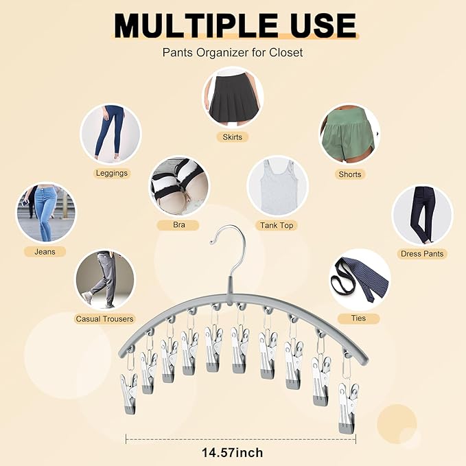 Legging Organizer for Closet, Metal Yoga Pants Hanger w/Rubber Coated 2 Pack - Image 5
