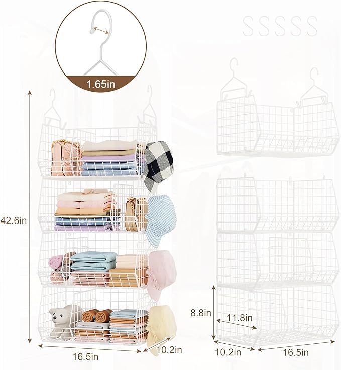 4 Tier Extra Large Hanging Closet Organizer, Closet Organizer Hanging - Image 3
