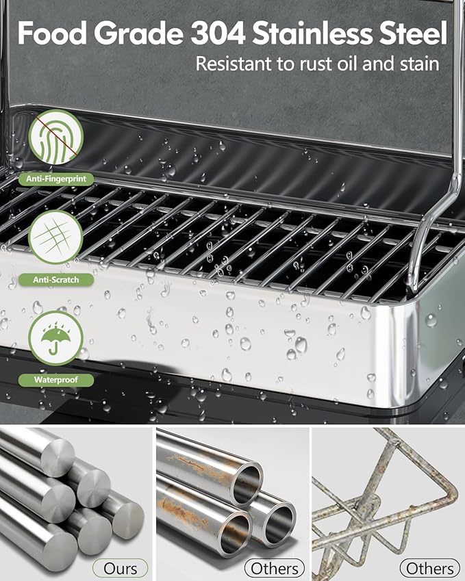 Extra Large Two Tier Stainless Steel Dish Drainer Drying Rack - Image 3