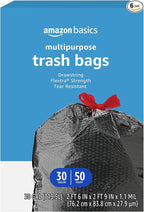 Amazon Basics Flextra Multipurpose Drawstring Trash Bags, 30 Gallon by AmazonBasics