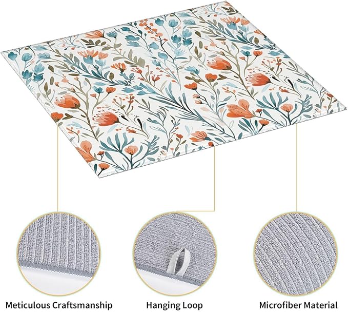 Teal and Orange Floral Dish Drying Mat - Image 7