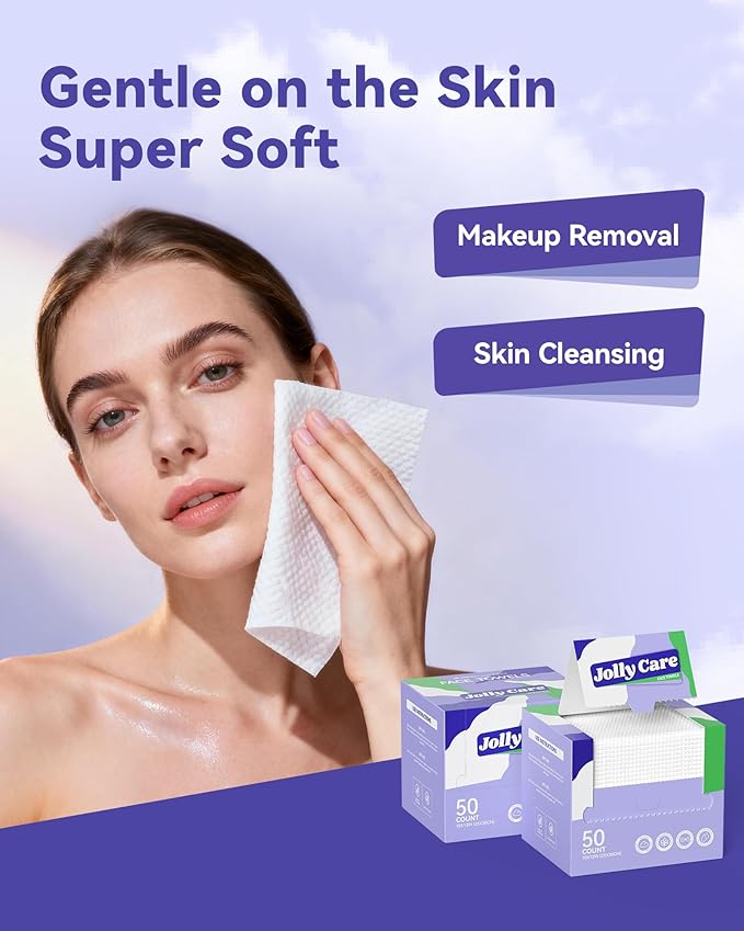 Disposable Face Towels, Soft Makeup Remover Dry Wipes, Thick Facial Tissue - Image 2
