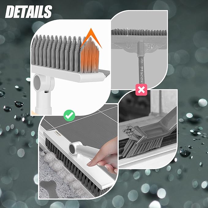 Floor Scrubbing Brush with 57" Adjustable Long Handle, 3 in 1 Living Grout - Image 8