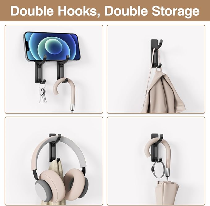 niffgaff Wall Hooks for Coat and Towel: 13lb Adhesive Door Hanger Stick On - Image 4