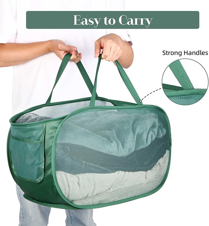Sturdy Mesh Pop Up Laundry Hamper, Collapsible Laundry Baskets - Image 5