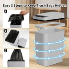 3 Pack Bathroom Trash Can with Lid, 2.5 Gallon Small Slim Trashcan, Automatic - Image 6