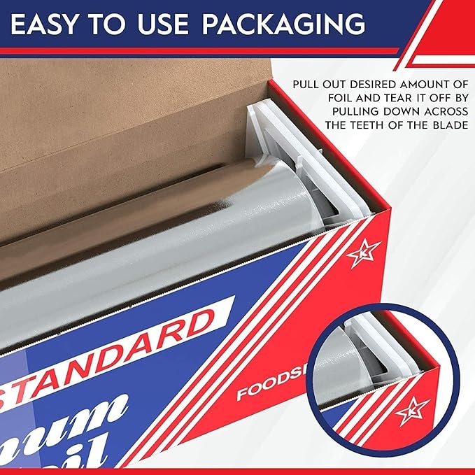 12" X 1000' Aluminum Foil Roll wtih Black Nitirle Gloves Combo Pack - Image 3