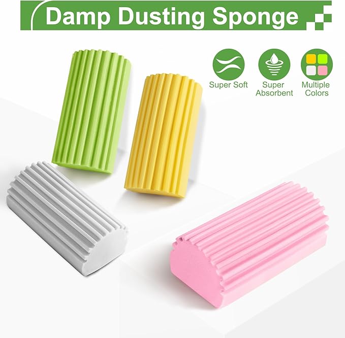 4-Pack Damp Clean Duster Sponge, Duster Baseboard Cleaner Sponge - Image 6