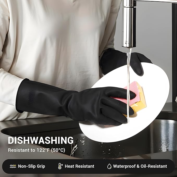 ThxToms 3 Pairs Dishwashing Gloves, Reusable Latex Cleaning Gloves - Image 4