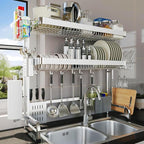 Over The Sink Dish Drying Rack, 3 Tier Adjustable Length Full Stainless Steel by LIVOD
