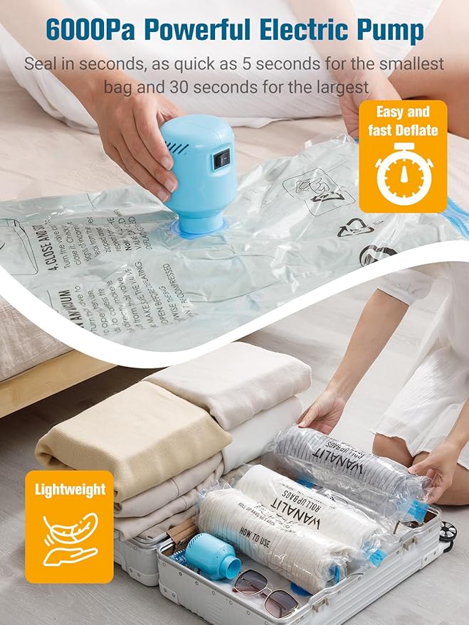Vacuum Storage Bags with Electric Pump, New Air Valve Combo 22 Pack Compression - Image 5