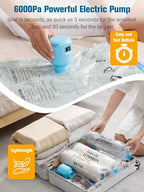 Vacuum Storage Bags with Electric Pump, New Air Valve Combo 22 Pack Compression - Image 5