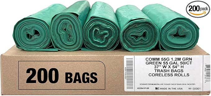Ultrasac Heavy Duty 55 Gallon Green Trash Bags by Ultrasac
