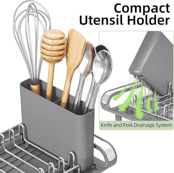 TOOLF Small Dish Drying Rack, Mini Expandable Compact Dish Rack, Slim - Image 5