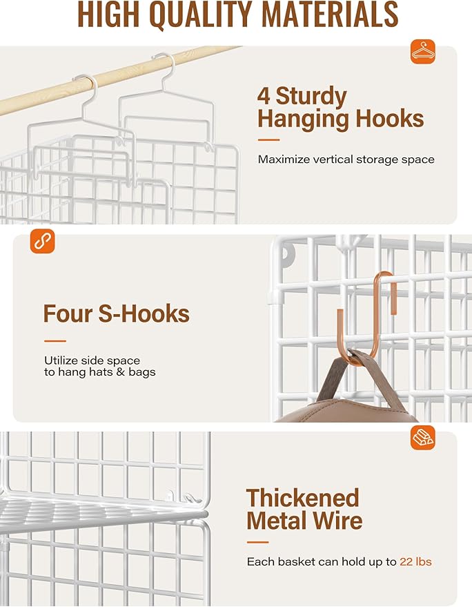 6 Tier Closet Hanging Organizer, Metal Closet Organizers and Storage - Image 3