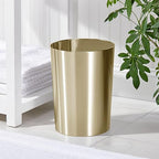 mDesign Stainless Steel Round Metal Trash Can, Small 2.8 Gallon Wastebasket - Image 2