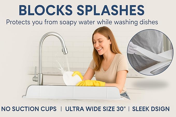 30 inch Premium Kitchen Sink Silicone Water Splash Guard SIZE UPGRADE 30" and - Image 9