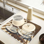 Coffee Themed Dish Drying Mat for Kitchen Counter Absorbent Microfiber Large - Image 5